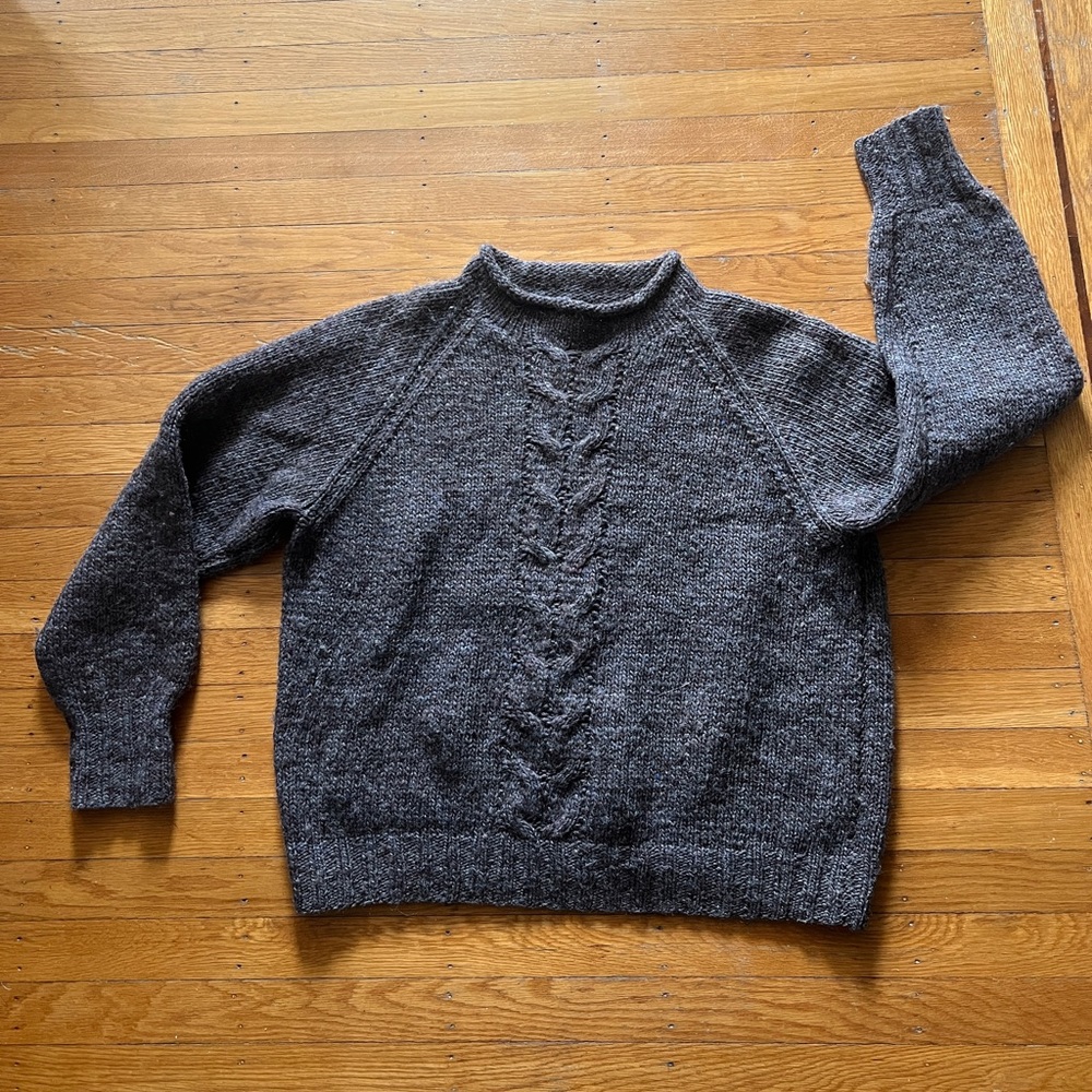 Hand knit Vintage Wool Purple Sweater